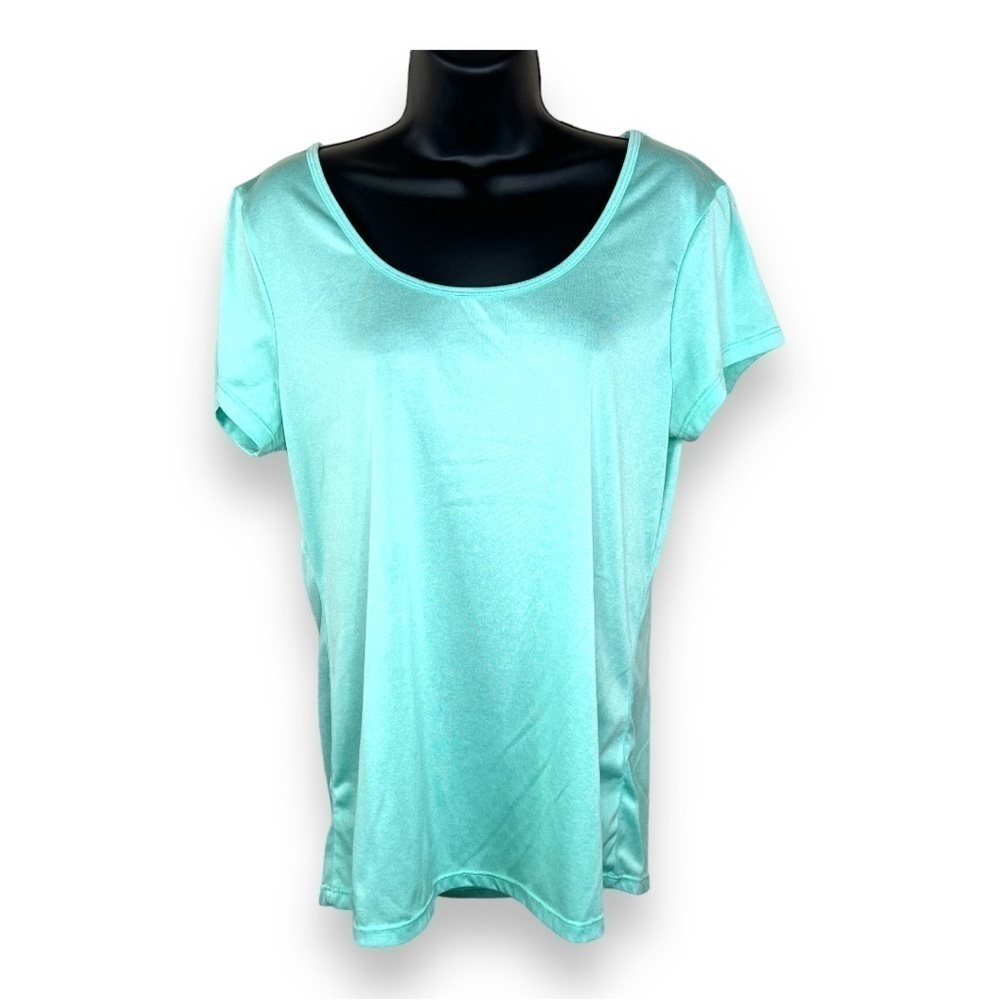 Large Marika Short Sleeve Tee Athletic Activewear Stretch   Mint Green